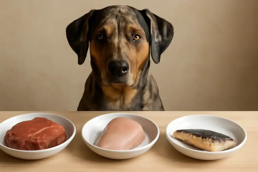 Manzo, pollo o pesce? La scelta proteica migliore per evitare allergie nel Catahoula